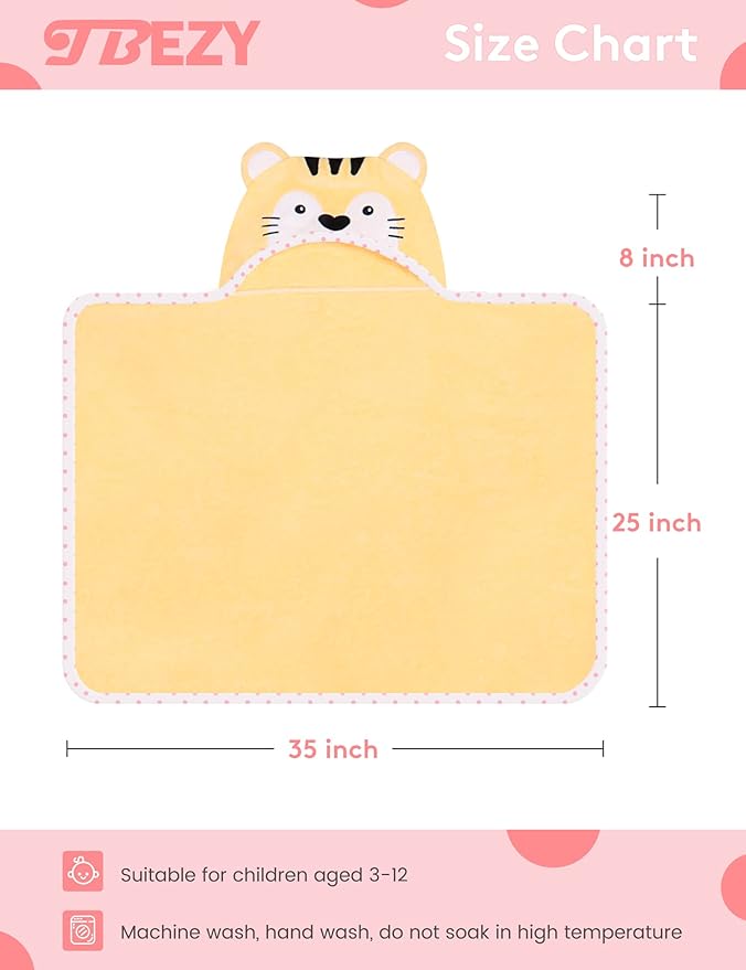 Baby Hooded Towel with Unique Animal Design Ultra Soft Thick Cotton Bath Towel for Newborn (Tiger)