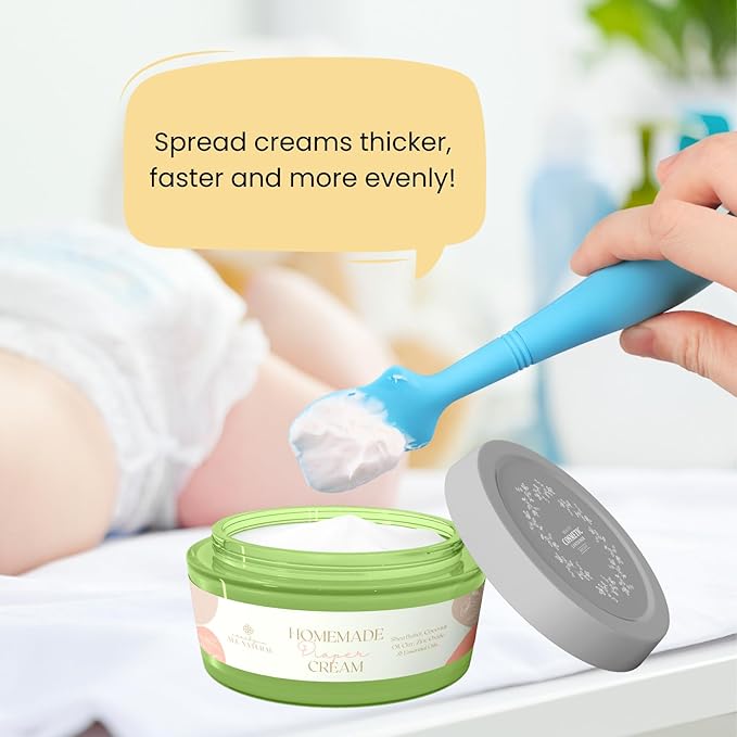 Large Size Baby Diaper Cream Spatula Applicator Soft Silicone Baby Butt Paste Spatula (2Pack, Cream/Sage)