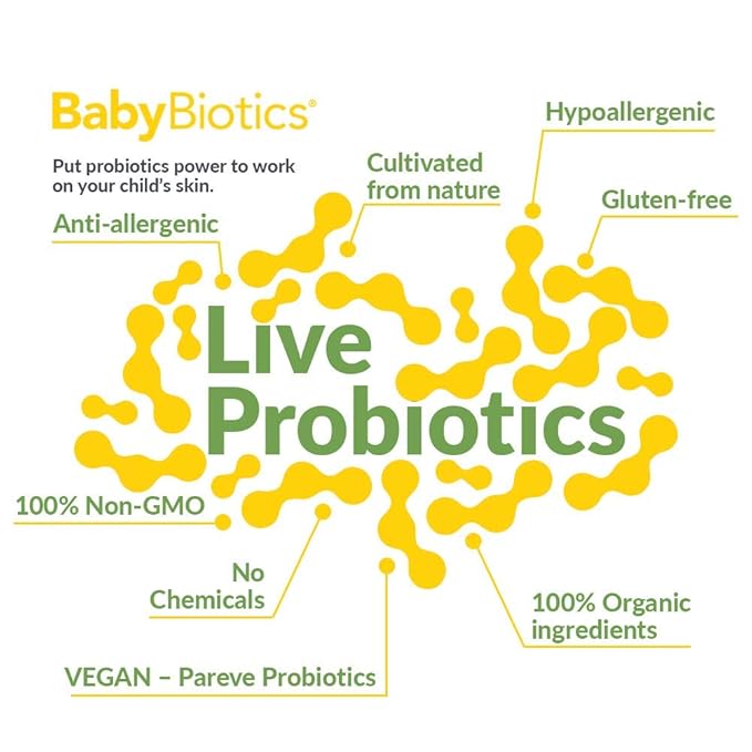 BabyBiotics - Topical Probiotic Body Care for Children of All Ages 4oz -Hypoallergenic, Vegan, Non GMO, GF, 100% Natural Live Probiotic, External + Internal Use, Totally Safe, No Refrigeration