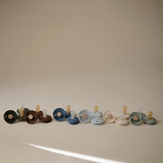 FRIGG Little Viking SilkySoft Silicone Baby Pacifier 2-Pack | Made in Denmark | BPA-Free (Ocean View/Cream, 6-18 Months)