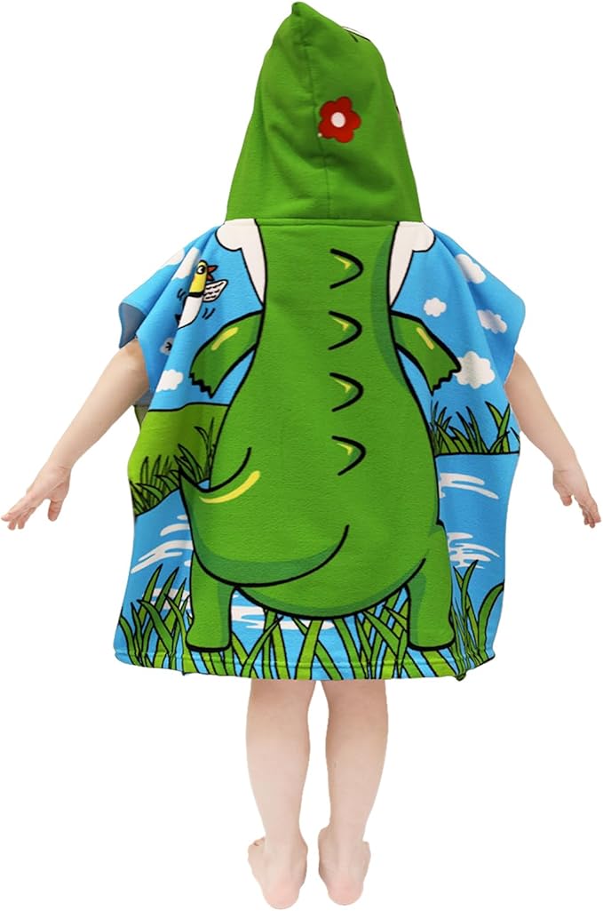 Hooded Kids Beach Towels - Toddler Bath Towel Girls Boys Swim Cover-ups for Ages 1 to 6 Kids Pool Towels Quick Dry Lightweight Soft Microfiber Poncho Towel 24x24 (Alligator Green)