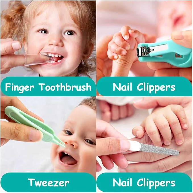 Baby Grooming Kit, Infant Safety Care Set with Hair Brush Comb Nail Clipper Nasal Aspirator,Baby Essentials Kit for Newborn Girls Boys