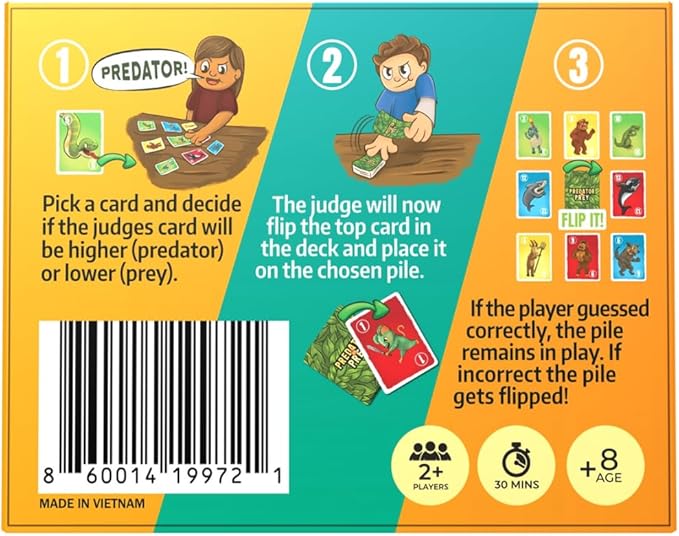 Viral Studios Predator vs Prey – Fast-Paced Card Game of Instinct, Speed & Chaos for Families, Friends & Game Nights – Addictive Flip & Slap Party Game – Ages 8+, 2+ Players