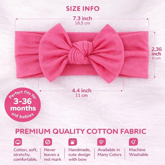 Baby Girl Headbands-Infant,Toddler Cotton Handmade Hairbands with Bows Child Hair Accessories
