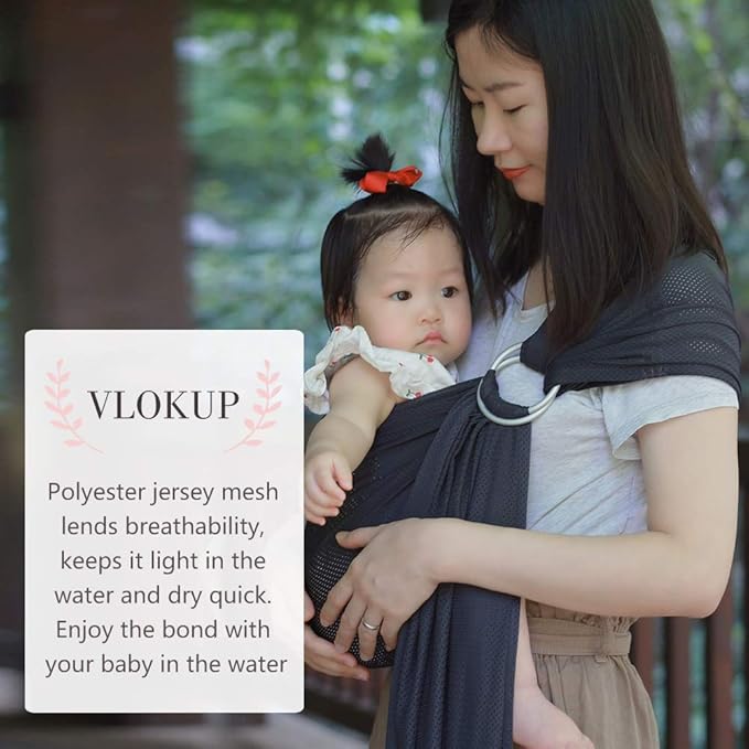 Baby Water Ring Sling Carrier | Lightweight Breathable Mesh Baby Wrap for Infant, Newborn, Kids and Toddlers | Perfect for Summer, Swimming, Pool, Beach | Great for Dad too Grey