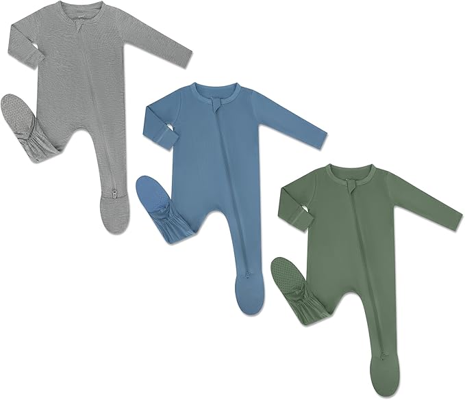 HAPIU Rayon from Bamboo Baby Footed Pajamas, 2 Way Premium Zipper, Footie for Baby Boy Girls, Newborn-24 Months