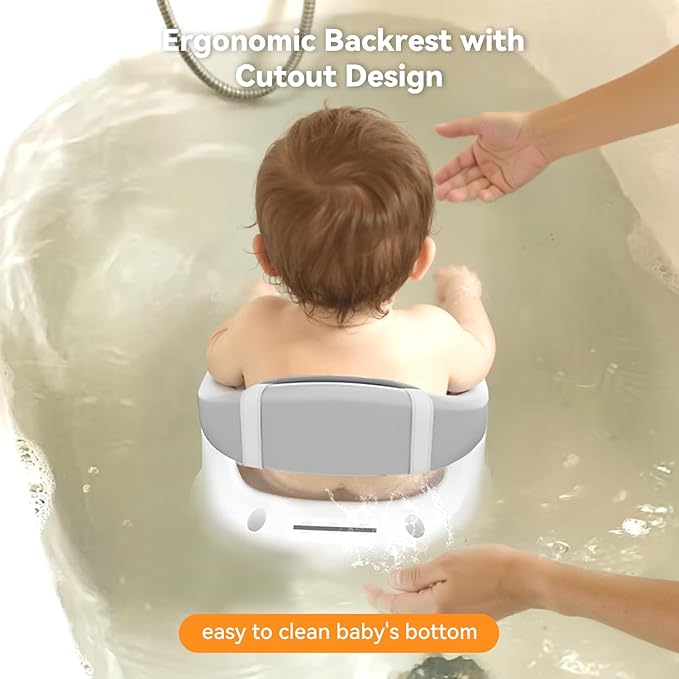 Baby Bath Seat for Babies 6 Months & Up - 360° Protection Bath Seats for Babies Sitting Up | Baby Bath Chair with Temperature Alert & Cushion | Toddler Bath Seat Newborn Infants Baby Bathtub Seat