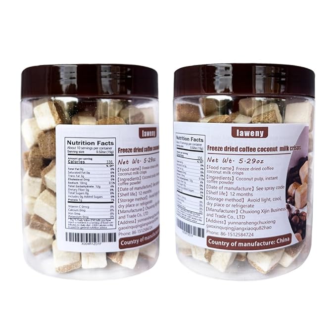 Freeze dried coffee coconut milk chunks (150g/5.29), coffee coconut milk crisps, Crispy freeze-dried snacks