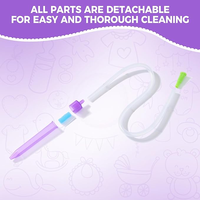 Nasal Aspirator for Baby with 20 Hygiene Filters Nose Sucker, Reusable Infant Nose Cleaner, Easy to Use and Clean, Custom-Sized for Newborns-Portable for Both Travel and Home Use-Purple