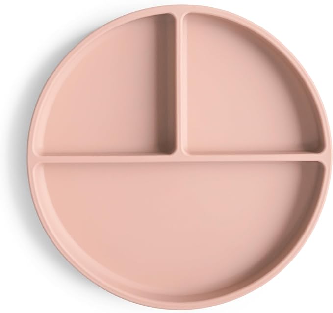 mushie Silicone Suction Plate | BPA-Free Non-Slip Design (Blush)