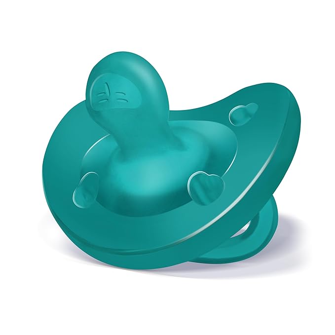 Chicco PhysioForma Silicone Orthodontic Pacifier, 16-24m | 100% Soft Silicone | Supports Breathing & Oral Development | Satin-Textured Nipple | Includes Sterilizing Case | BPA Free | Blue/Green, 2pk