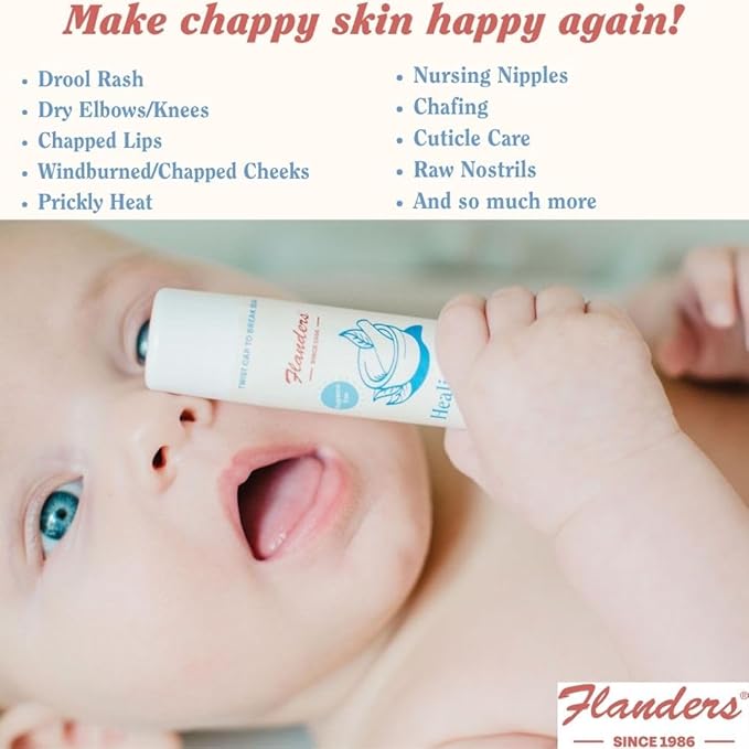 Flanders Baby Gift Set - Includes Flanders Buttocks Ointment, Healing Balm Stick, 3-in-1 Bubble Bath Shampoo & Wash, Gift Bag with Drawstring
