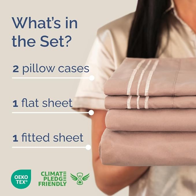 Full XL Bed Sheet Set - 4 Piece Extra Long Extended Full XL Sheets - Soft, Breathable & Cooling - Fits 8" to 16" Mattress with Deep Pockets - 54" x 80" - Easy-Fit, Wrinkle and Fade Resistant - Mauve
