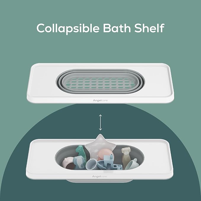 Angelcare Bath Shelf | Fits Standard Bathtubs Up to 28" Wide | Collapsible Drain-Through Basket | Lightweight Bathtub Caddy & Toy Organizer | Durable, Water-Resistant and Easy to Clean