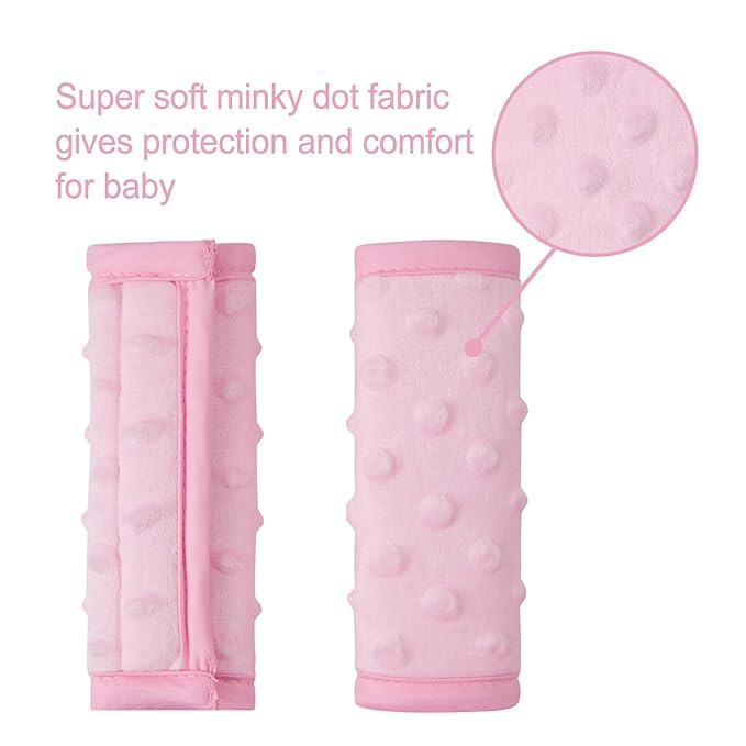 Pro Goleem Car Seat Strap Covers for Babies Girl Soft Car Seat Strap Shoulder Pads for All Car Seats, Stroller, Pushcar, Pink