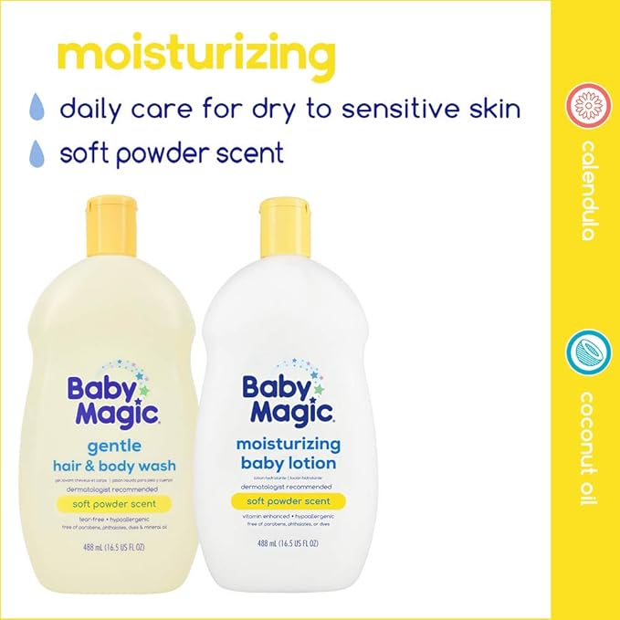 Baby Magic 2 In 1 Baby Wash & Shampoo, Calendula & Coconut, Calendula Oil & Coconut Oil, 30 Fl Oz