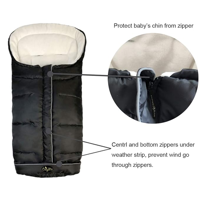 Cozy Baby Sleeping Bag, Toddler Stroller Footmuff, 5 Way Zippers Style for Baby Easy in&Out, Extension Cozy Toes Fits Baby Grows, Foldable with Stroller, Multi-Function,Black