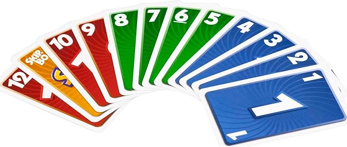 Mattel Games Skip-Bo Card Game in Storage & Travel Tin for Kids, Adults & Families, Color Blind Accessible Deck for 2 to 6 Players