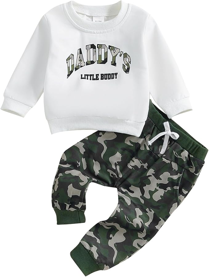 Baby Boy Fall Clothes Set Long Sleeve Letter Print Sweatshirt Pants Toddler Infant Outfits 6 12 18 24 Months 2T