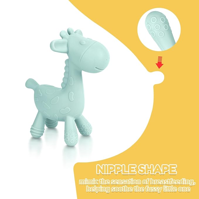 TYRY.HU Baby Teething Toys for Babies 0-6 6-12 Months,BPA Free Silicone Giraffe Teethers Toys, Soft-Textured Chew Toys, Montessori Sensory Toys for Boys Girls Teething Relief, 2 Pack