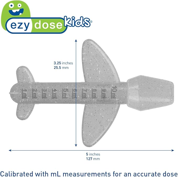 EZY DOSE Kids Medi-Plane Spoon, 10mL, Precise and Accurate Medicine Dosing Spoon for Liquid Medications, BPA-Free, Pediatric Measuring Tool, Travel-Friendly, Ideal for Syrups, Vitamins, Supplements