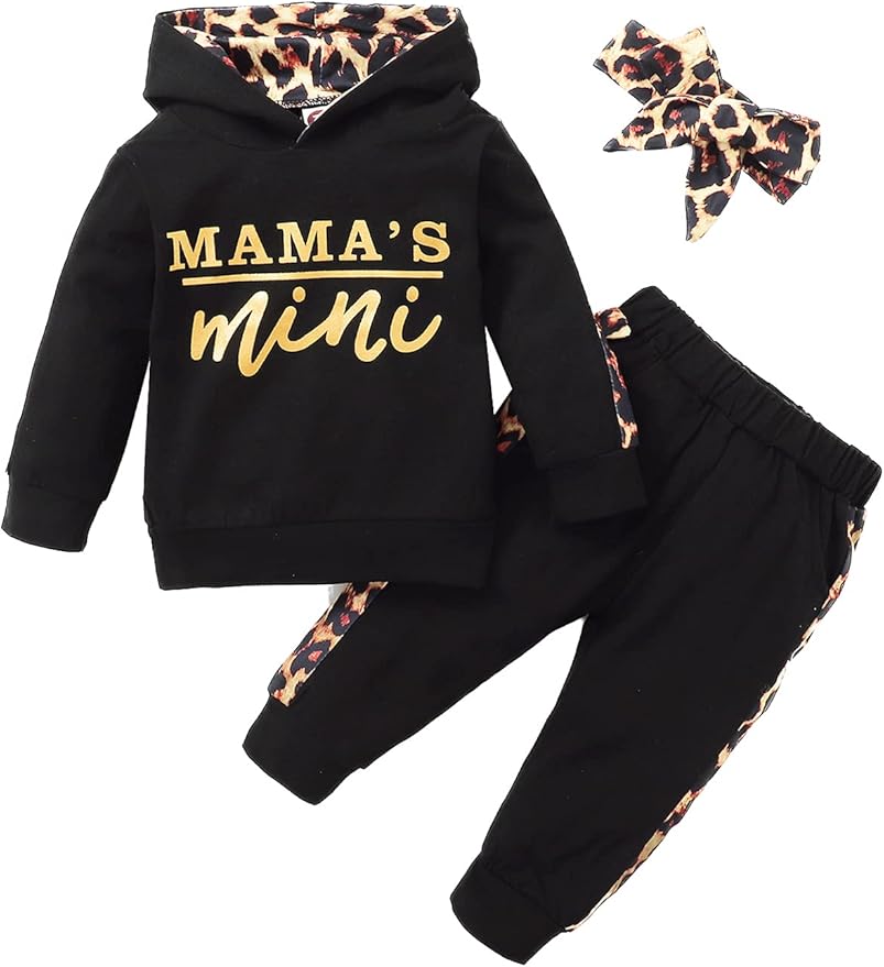 Yvowming Newborn Baby Girl Clothes Outfits Infant Hoodie Sweatshirt Pants Headband Toddler Girl Clothing Set