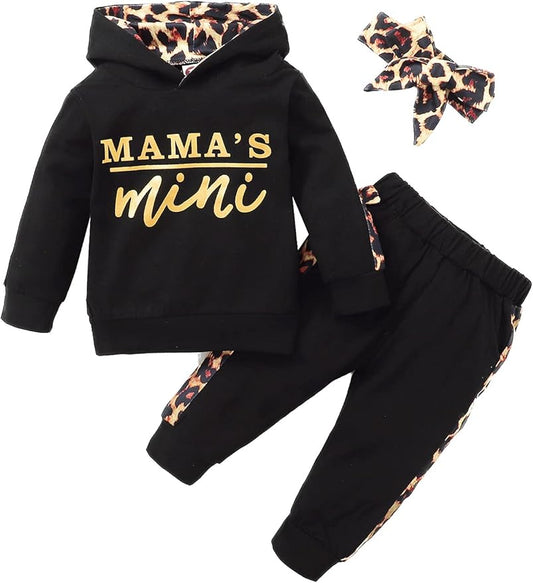 Yvowming Newborn Baby Girl Clothes Outfits Infant Hoodie Sweatshirt Pants Headband Toddler Girl Clothing Set