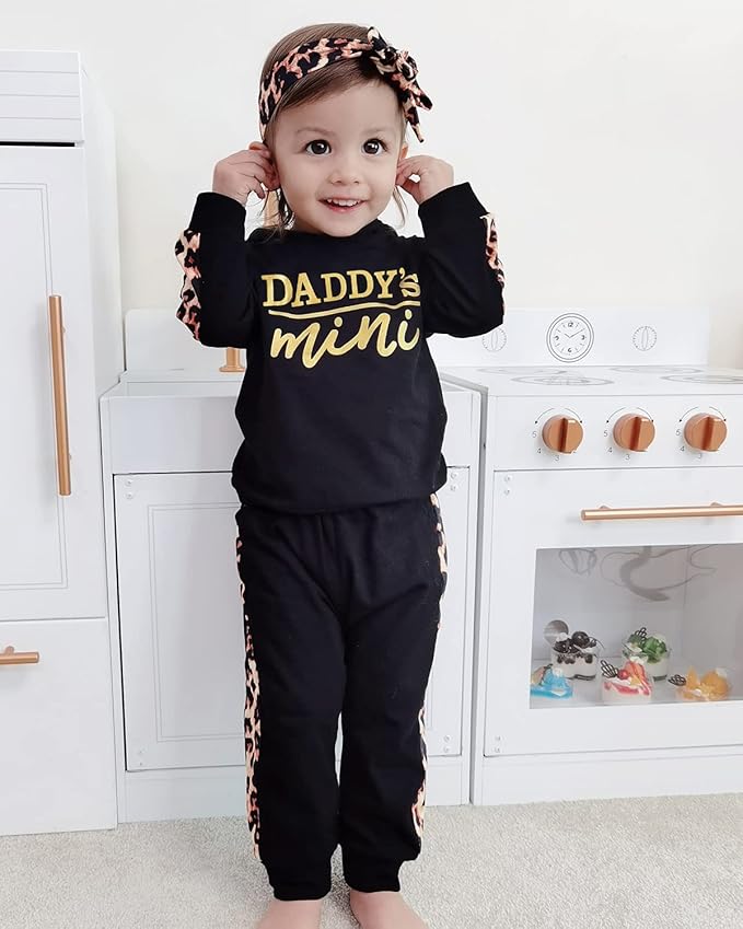 Yvowming Newborn Baby Girl Clothes Outfits Infant Hoodie Sweatshirt Pants Headband Toddler Girl Clothing Set