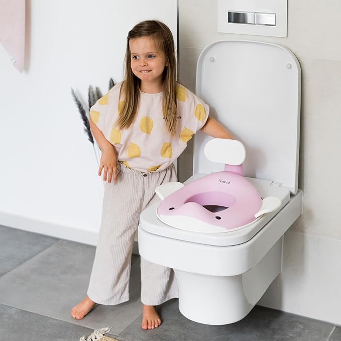 Kindsgut Potty Training Seat in whale design, designed in Germany, suitable for all toilet shapes non-slip toilet seat, Delicate Pink