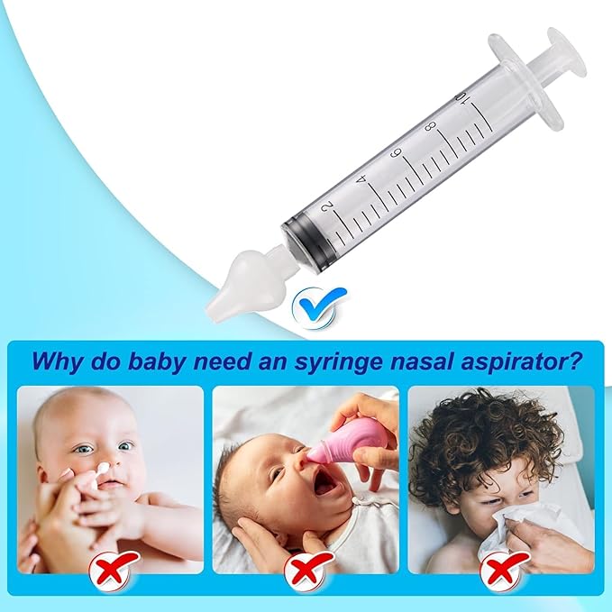 Nasal Syringe for Baby - 4PCS with Cleaning Tools - Safe Silicon Baby Nasal Aspirator Qucik Syringe Nose Cleaner Rinsing Tool for Baby/Infant/Kid (Transparent, 4PCS)