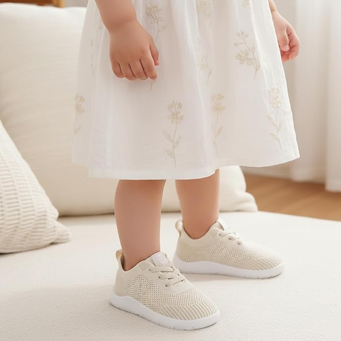 MORENDL Toddler Wide Toe Box Barefoot Shoes Baby First Walking Shoes Boys Girls Non-Slip Zero Drop Minimalist Sneakers