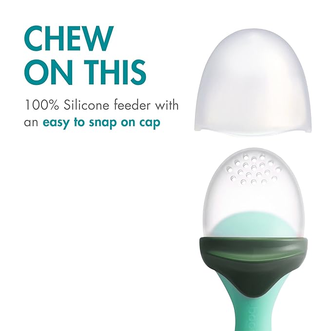 Boon Pulp Silicone Baby Fruit Feeder - Soft Silicone Baby Feeding - Fruit and Vegetable Baby Led Weaning Supplies - Baby Feeding Essentials - Green/Mint - 1 Count