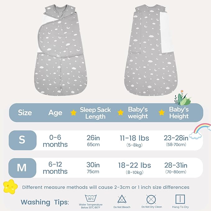 ZIGJOY Baby Swaddle Sleep Sack, 1.0 TOG Sleep Sack Swaddles for Newborns & infant 0-6 Months 100% Cotton Baby Wearable Blanket for Newborn Registry Essentials