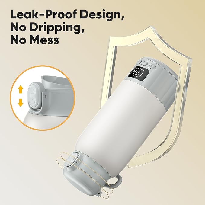 Portable Bottle Warmer for Travel, Fast Heating Milk Warmer On The Go, 17 OZ Water Warmer for Breast Milk, Formula, Water, Temp Control 98°F -131°F, Baby Essentials for Outdoor Airplane Car Journey