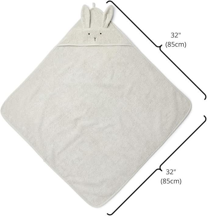 Baby Hooded Towel – Organic Cotton Baby Bath Towels – Baby Towels, Baby Bath Towels for Baby Boy, Baby Girl, 32" x 32" Super-Soft and Absorbent Baby Towels for Newborn (Rabbit - Pearl Grey)