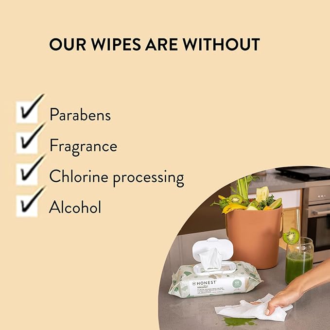 The Honest Company Unscented Wipes Over 99% Water Compostable Plant-Based Baby Hypoallergenic for Sensitive Skin EWG Verified Geo Mood 648 Count