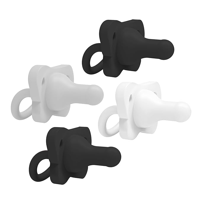 Dr. Brown's HappyPaci 100% Silicone Baby Pacifier, Contoured One-Piece Design, Gray, Black, White, 0-6m, BPA-Free, 4-Pack