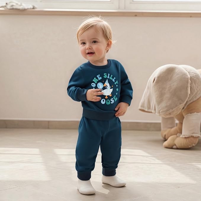 Infant Baby Boy Fall Clothes Set Funny Letter Sweatshirt Pant Outfit Toddler Winter Clothes 6 12 18 Months 2T 3T