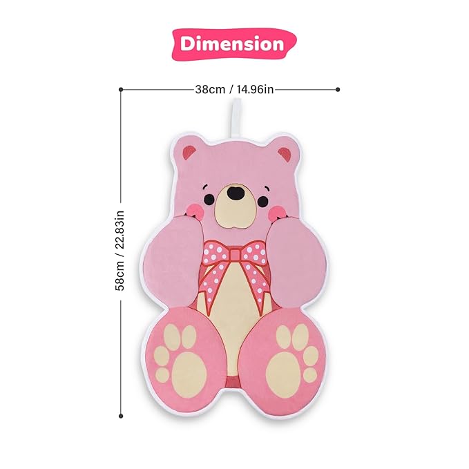 Premium Bear-Shaped Baby Bath Pad - The Original Washer-Safe Seat, Pediatrician-Recommended for Newborns to 6M+, Ultra-Soft Non-Slip Mat, Pink