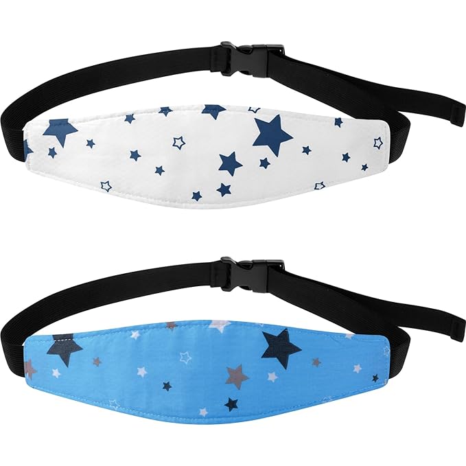 HESTYA 2 Pcs Carseat Head Support Toddler Stroller Seat Headrest for Sleeping Traveling Neck Relief Headband Strap for Kids Children Toddler Infant(Star)