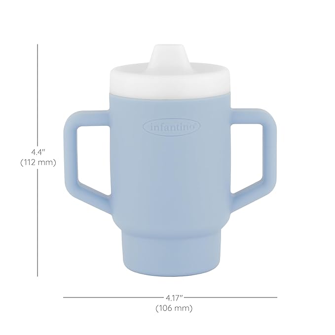 Infantino My 1st Tiny Tumbler, Silicone Sippy Cup with Straw & Handle, Spill-Resistant Baby Cup for On-the-Go, BPA-Free Transition Cup, Clarity