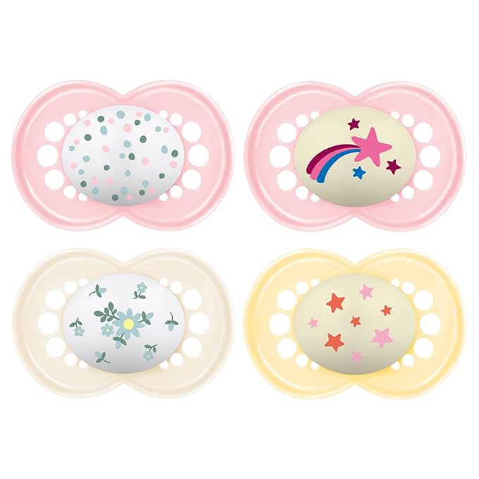 MAM Original Baby Pacifiers 16+ Months, Binky for Newborn Babies, BPA-Free Skin Soft Silicone Nipple, Glows in The Dark, Developed with Medical Experts, 4 Count, Made in Europe