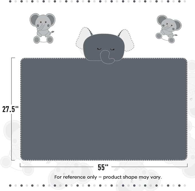 Toddler Bath Towel Baby Towels with Hood 27.5"X55" Ultra Absorbent Soft Bathrobe Blanket Kids Shower Towel for Girls and Boys(Gray Elephant)