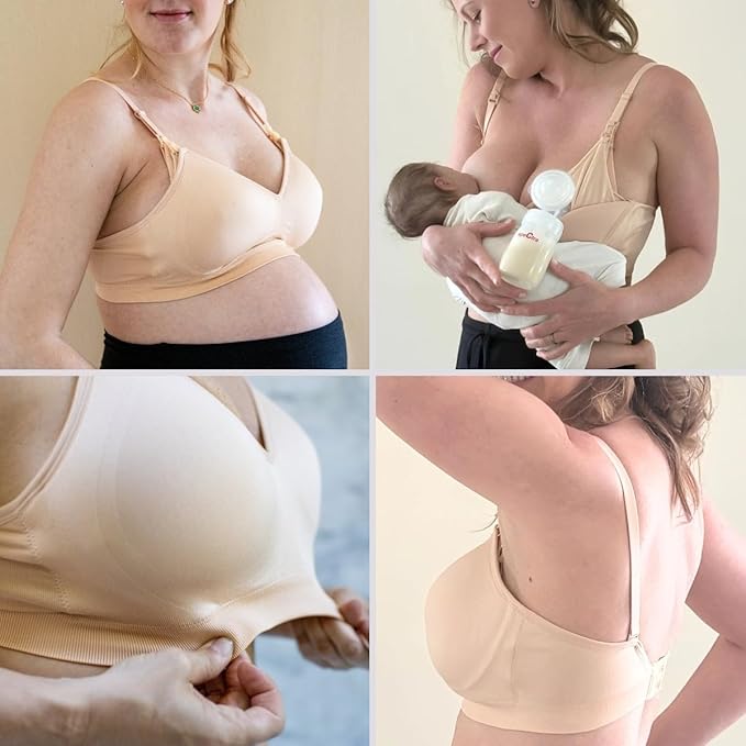 Supermom Silhouette with Removable Pads, Pumping Bra Hands Free, Adjustable Pumping & Nursing Bra for All Breast Pumps