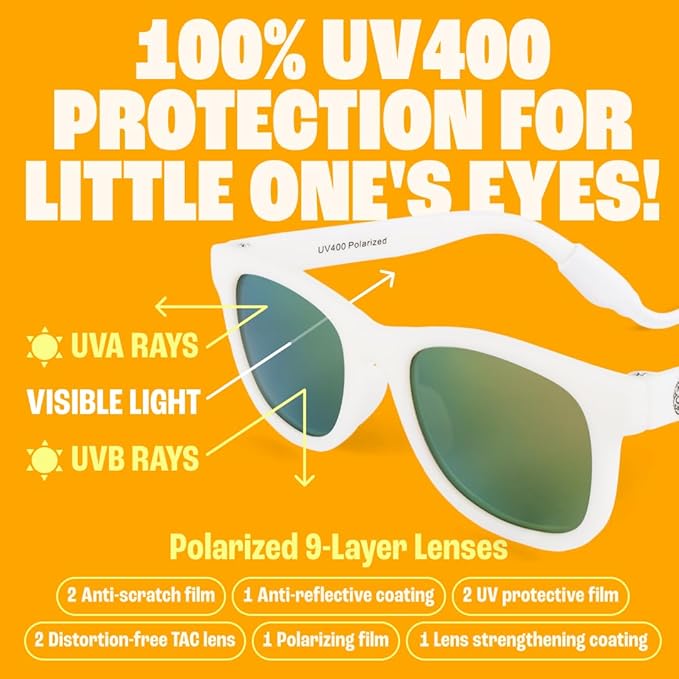 Polarized Baby Sunglasses With Strap - Unbreakable Flexible Infant Sunglasses For Toddlers Newborns 0-24 Months