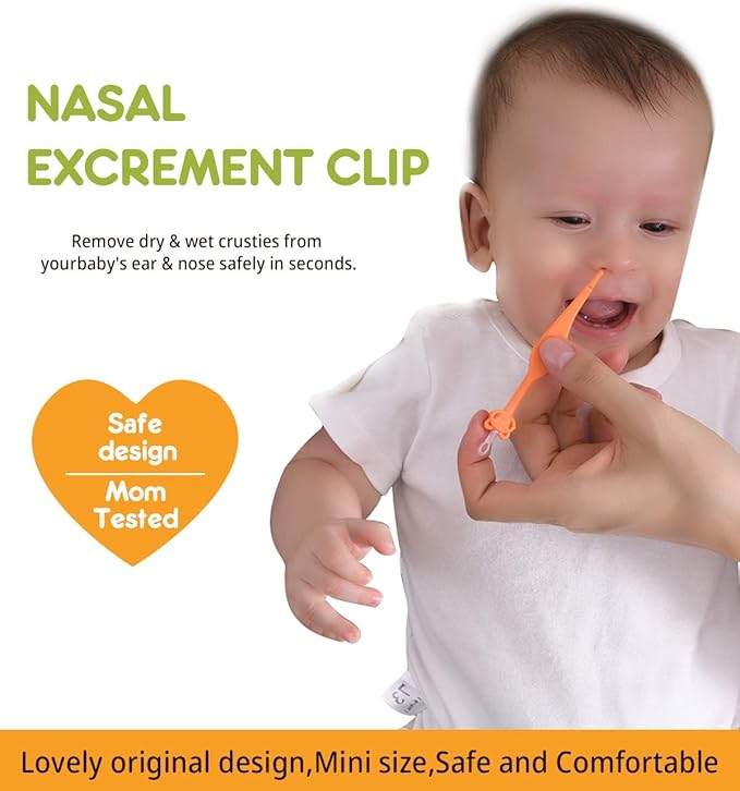 Two Pack 3 in 1 Baby Nose and Ear Gadget, Safe Baby Nose and Ear Cleaner, Nose Cleaning Tweezers for Infants and Toddlers