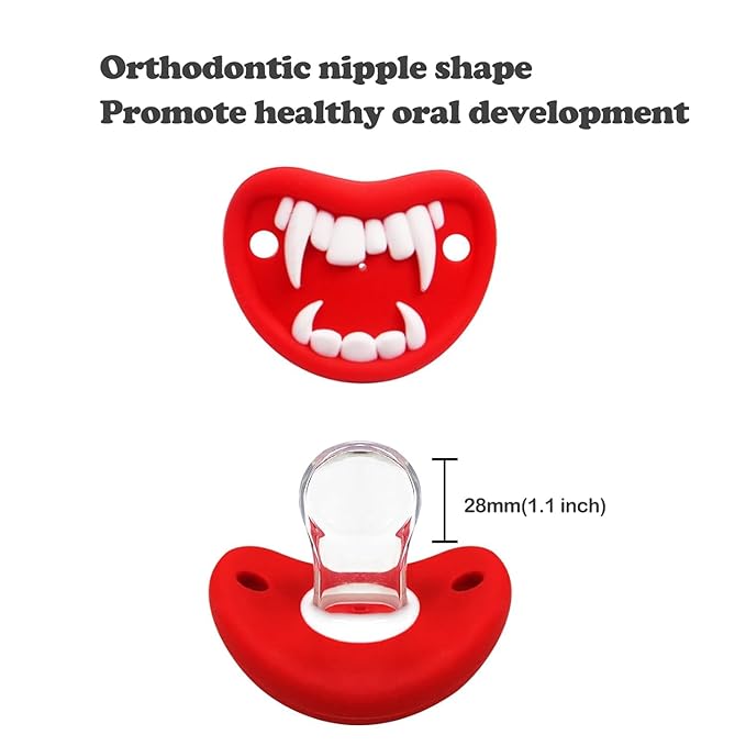 2Pcs Funny Baby Pacifier, Buckteeth Pacifiers for 0-18 Months Babies, Fangs Pacifiers, Funny Gift for Newborns, Infants & Toddlers