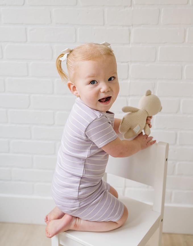 moimoln Stripe Pajamas Set 12M-8Y Ribbed Unisex Baby & Toddler, Soft Viscose, Snug-Fit, Everyday Sleepwear