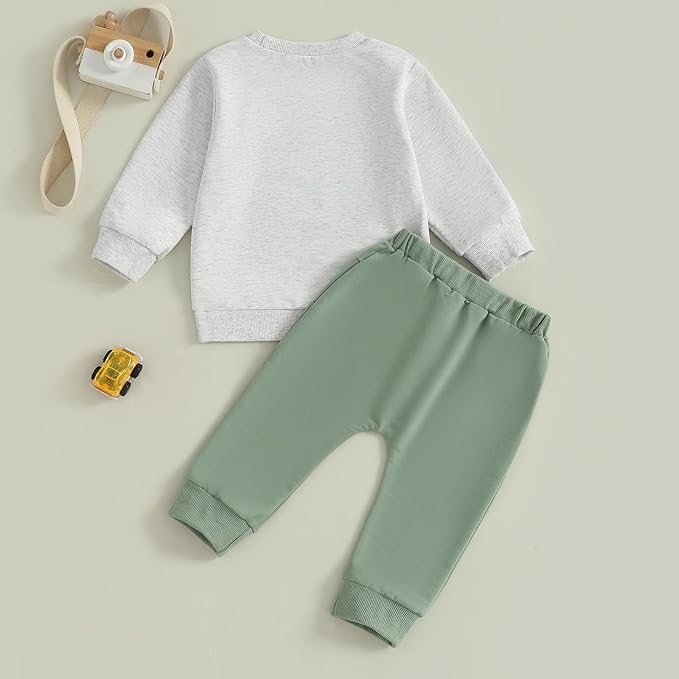 WZTYYDS Toddler Baby Boy Fall Clothes Letter Truck Long Sleeve Pullover Sweatshirt Tops Joggers Pants Set Winter Outfits