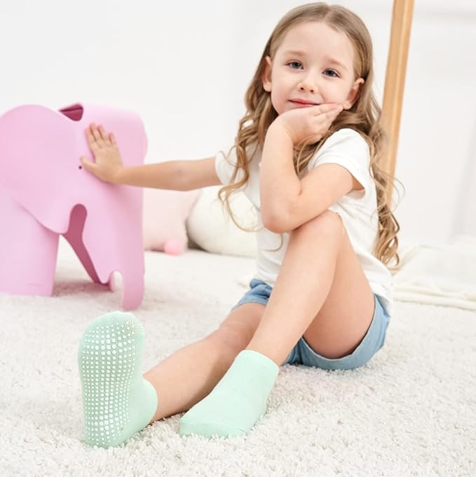 ZAPLES Baby Non Slip Grip Ankle Socks with Anti Skid Grippers Boys Girls Low Cut for Infants Toddlers Kids